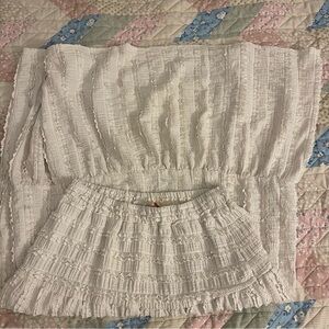 White Textured Maxi Skirt